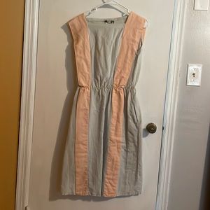 Vintage two-tone linen dress - m